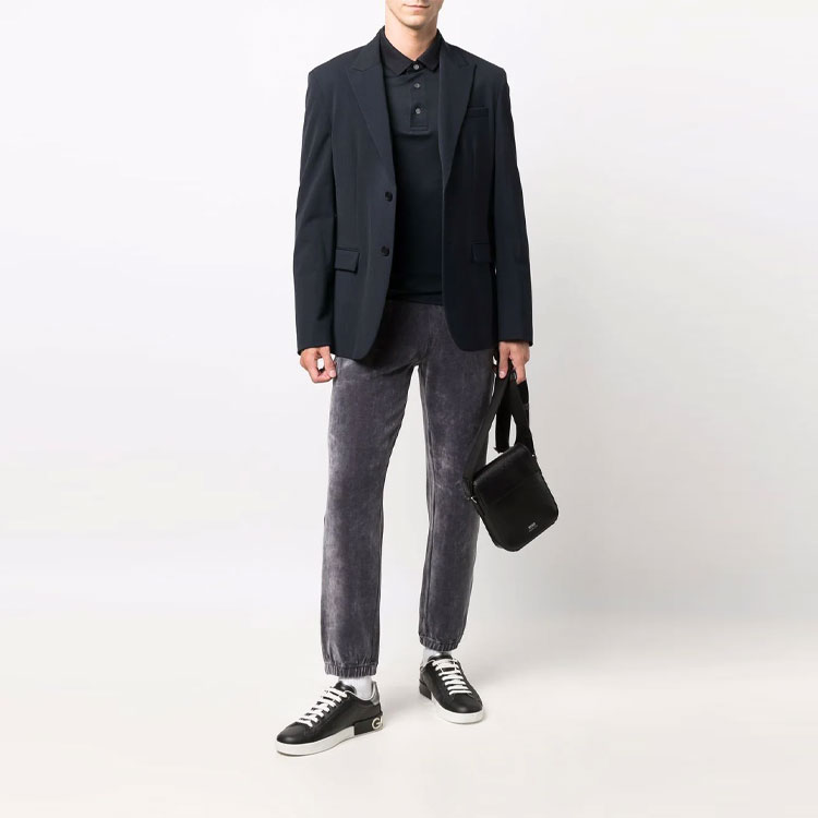 Футболка поло с длинным рукавом и детализированным логотипом EMPORIO ARMANI, темно-синий — фото 3
