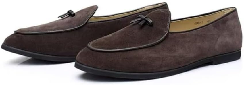 

Мужские замшевые кожаные слипперы-лоферы WAOLSU с бантом, бельгийская модель, Coffee