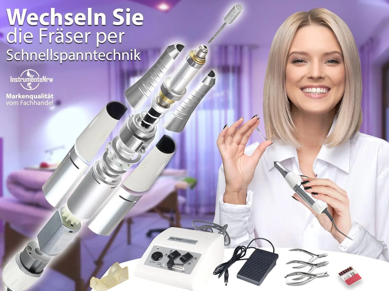 Электрический набор для педикюра и маникюра с фрезером 25000 об/мин ‎Instrumentenrw — фото 2