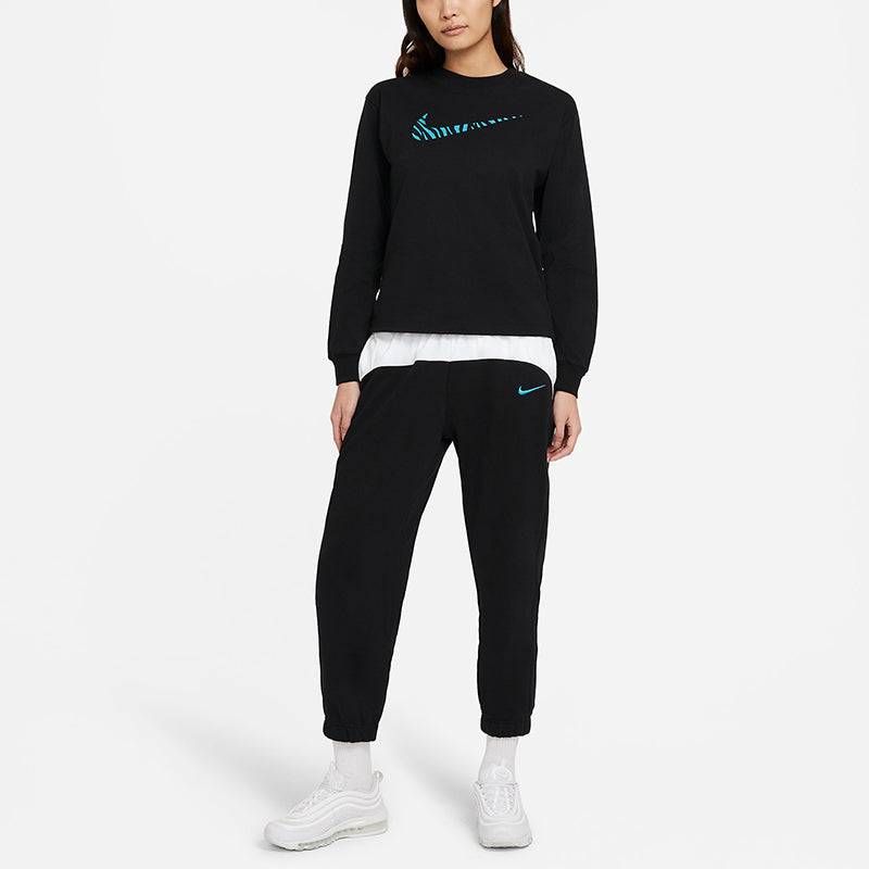 Худи (WMNS) Nike Sportswear Icon Clash Zebra Printing Pattern Sports Round Neck Long Sleeves Black Hoodie — фото 3