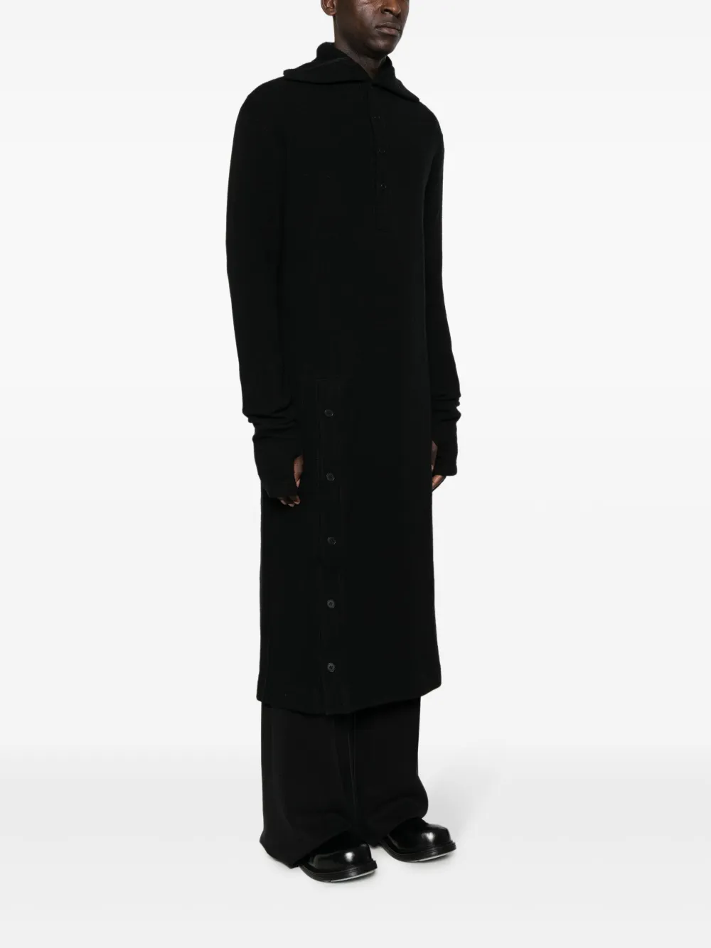 Кардиган макси с капюшоном и рукавами-перчатками Yohji Yamamoto, черный — фото 3