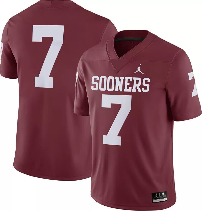 

Мужская футбольная майка Jordan Oklahomaooners #7 Crimson Dri-FIT Game