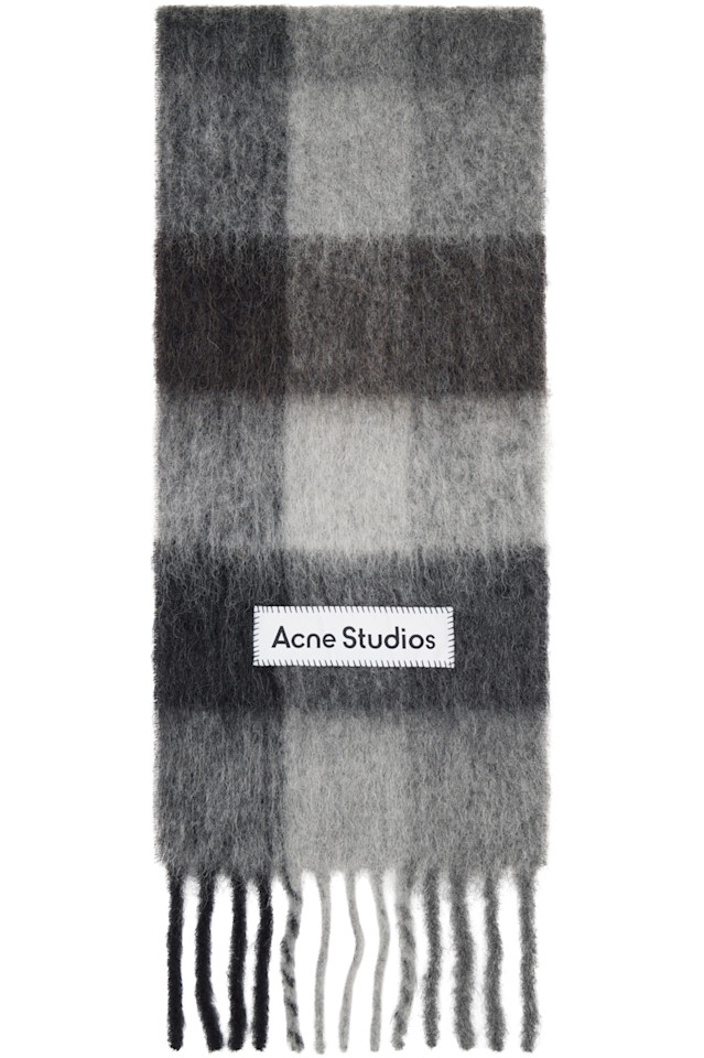 

Acne Studios Плетеный шарф из мохера сине-серого цвета