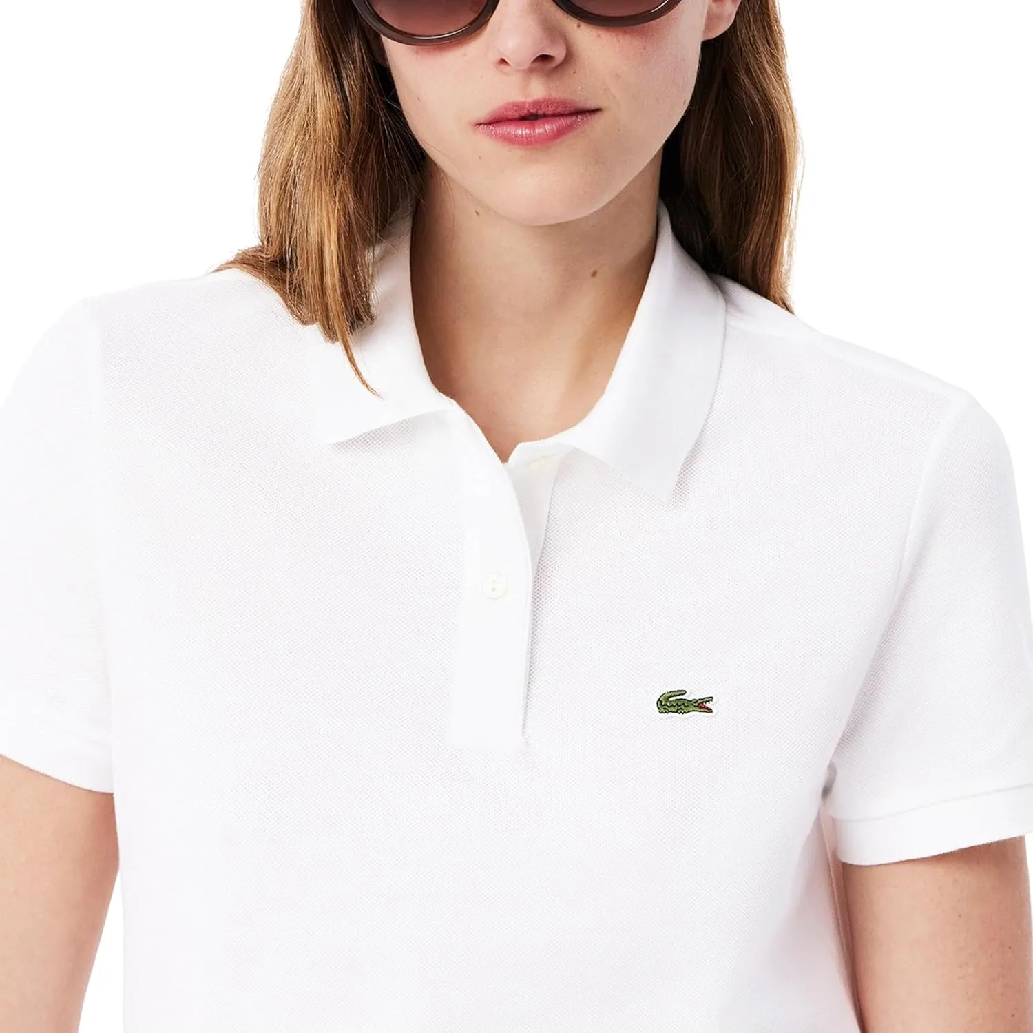 Поло Lacoste Petit Piqué, классическое, белое — фото 4