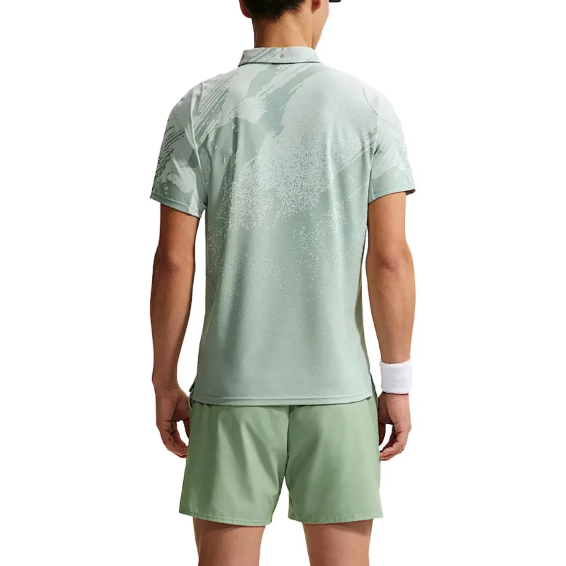 Поло Nike Dri Fit мужское серо-зеленое/черное — фото 4