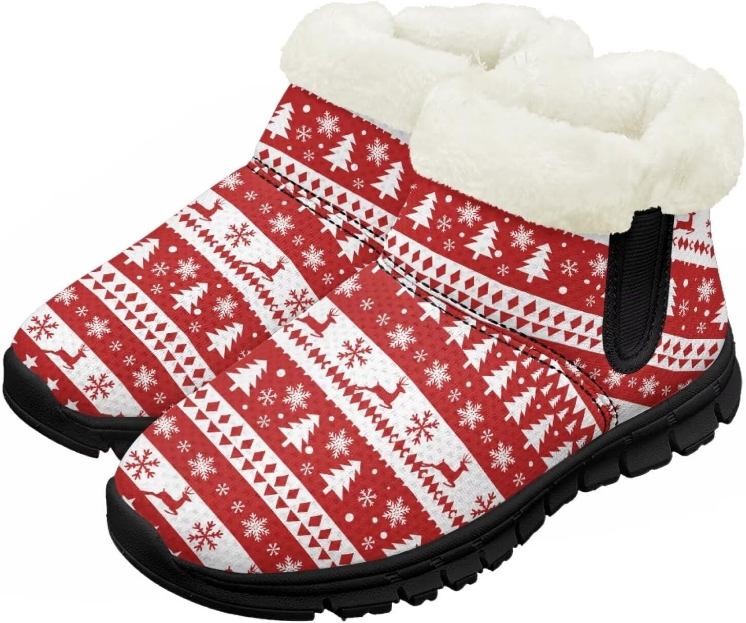 

Детские зимние ботинки для мальчиков и девочек, обувь для холодной погоды, прогулочные, с нескользящей подошвой, утепленные мини-ботинки, теплые зимние снежные ботинки Suhoaziia, Aztec Print Christmas Reindeer