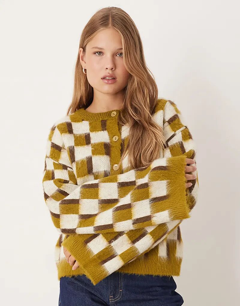 

Вязаный кардиган с начесом ASOS DESIGN в ретро-узоре