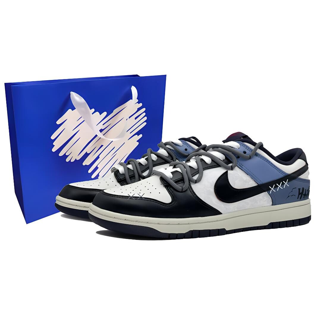 

Кроссовки Nike Dunk Skateboarding Shoes Men Low-top Black/blue/white, черный/синий