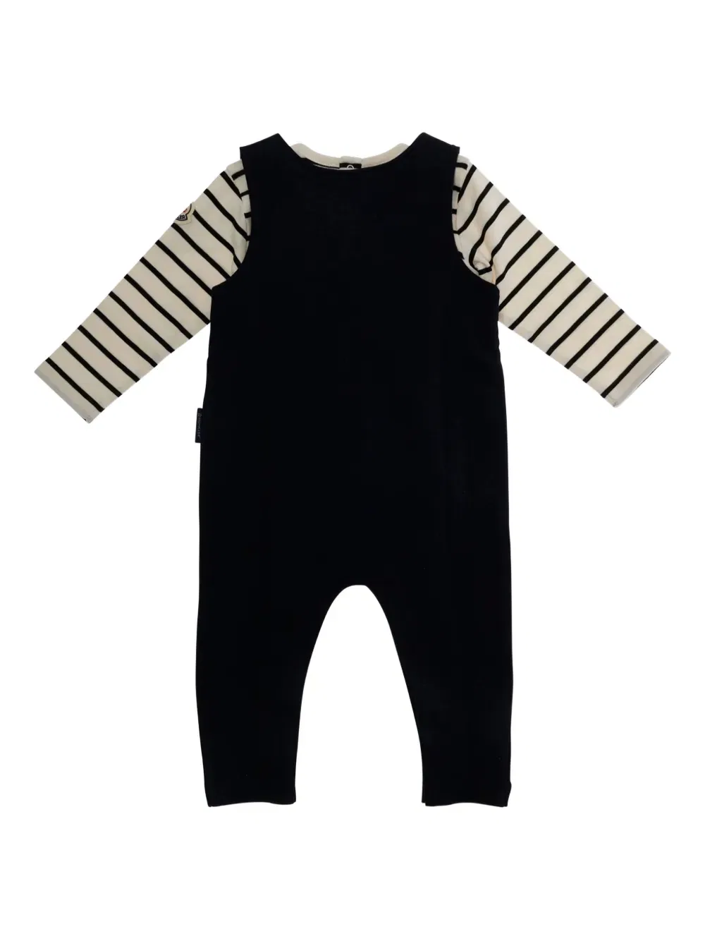 Комбинезон в полоску с аппликацией (комплект из двух штук) Moncler Enfant, черный — фото 2