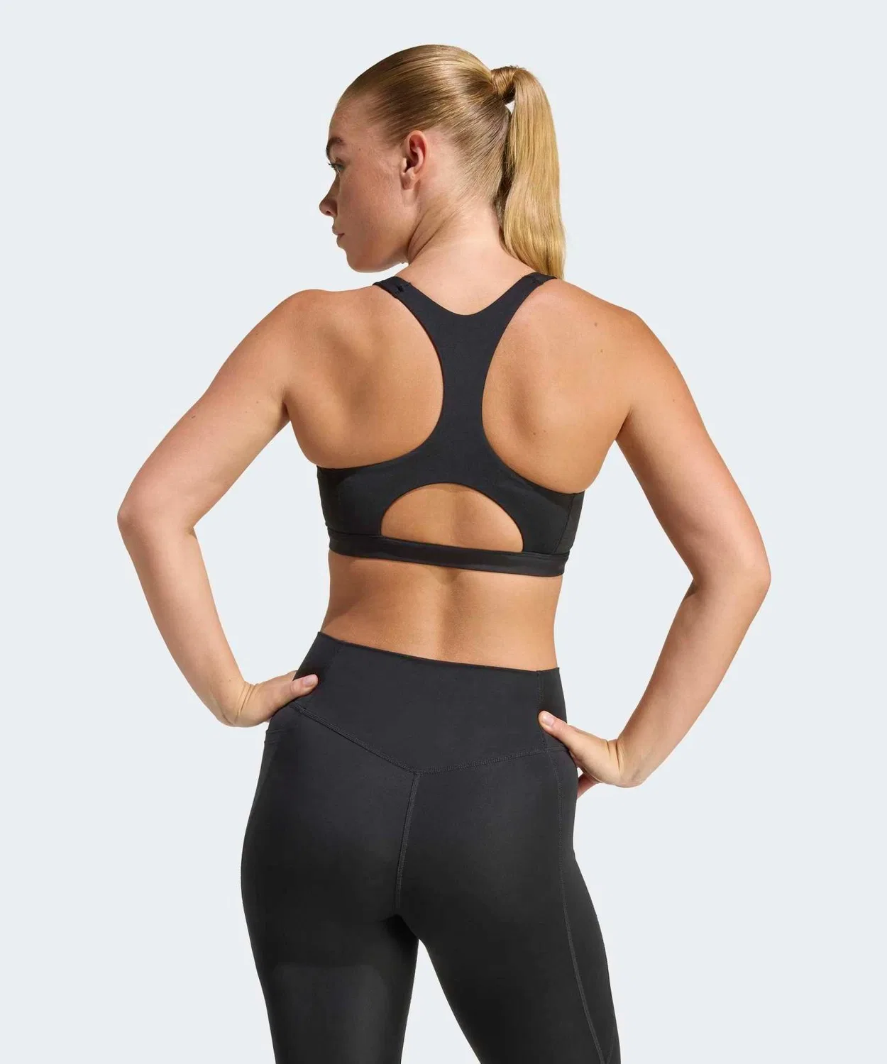Спортивный бюстгальтер Optimum Essentials Workout Zip Front Medium Support Adidas, чёрный — фото 2
