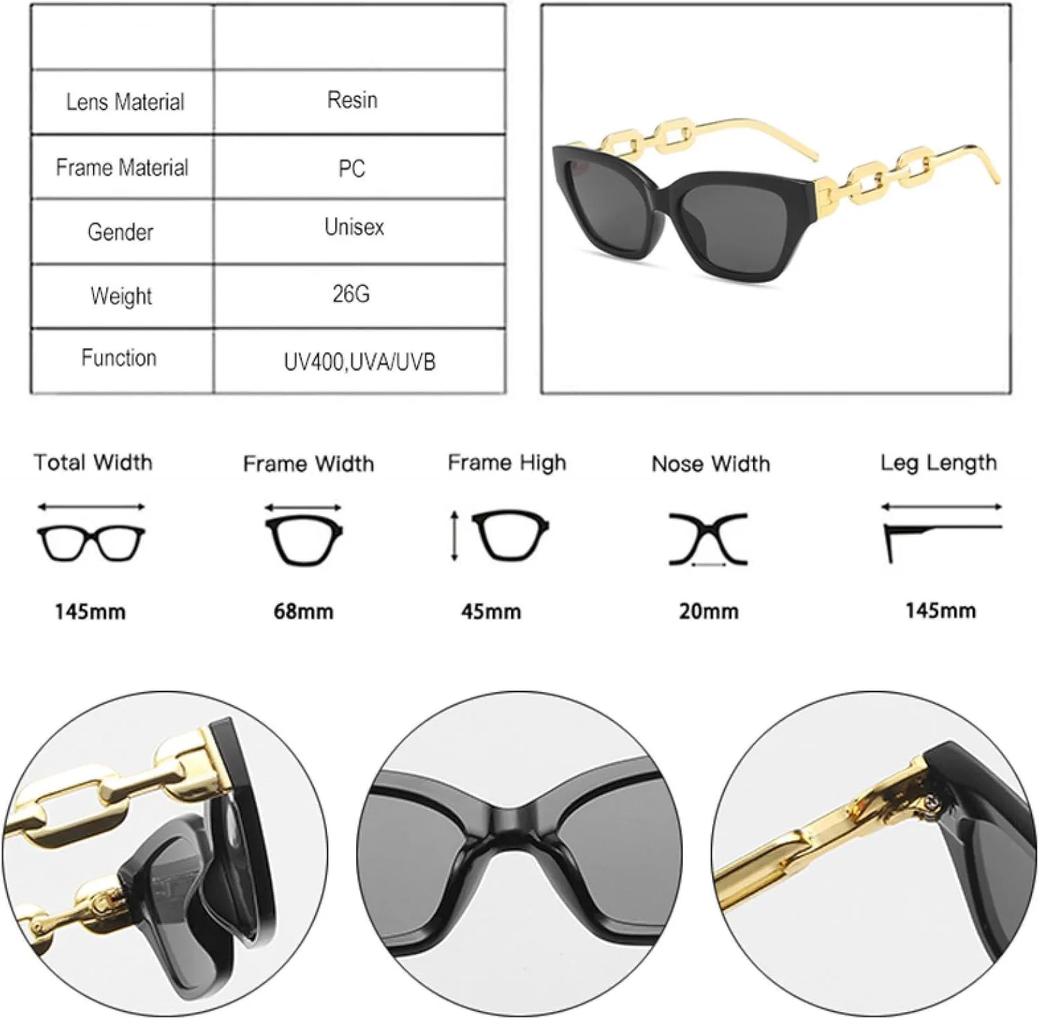 

Популярные модные солнцезащитные очки для женщин в стиле ретро с цепочкой на дужках, для мужчин в стиле панк, с защитой от УФ-излучения UV400 MWTSYSQ, Pink Tea