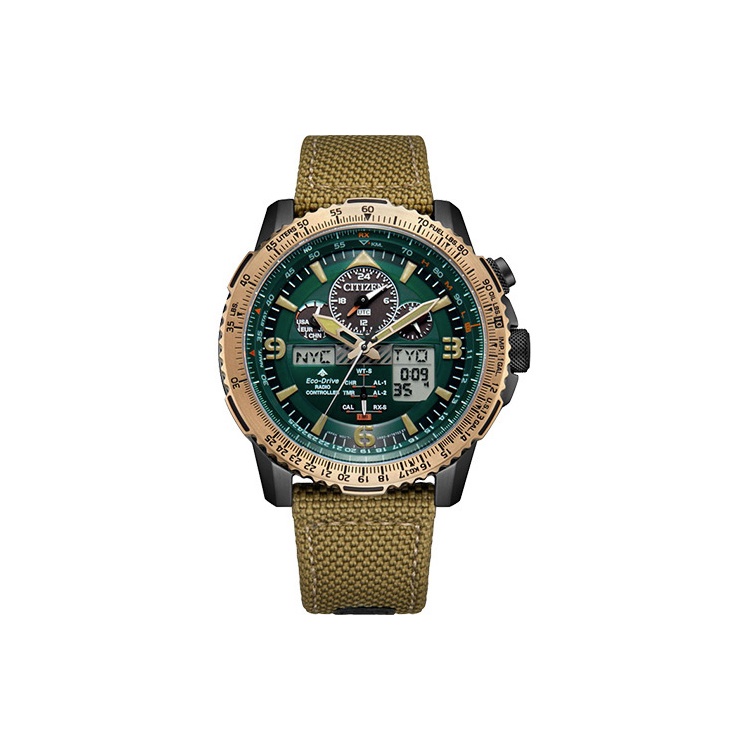 

CITIZEN Часы Ecology Drive Collection Light Powered Quartz Movement Leather, Nylon Strap Watch Men's Watch Green Dial, Green