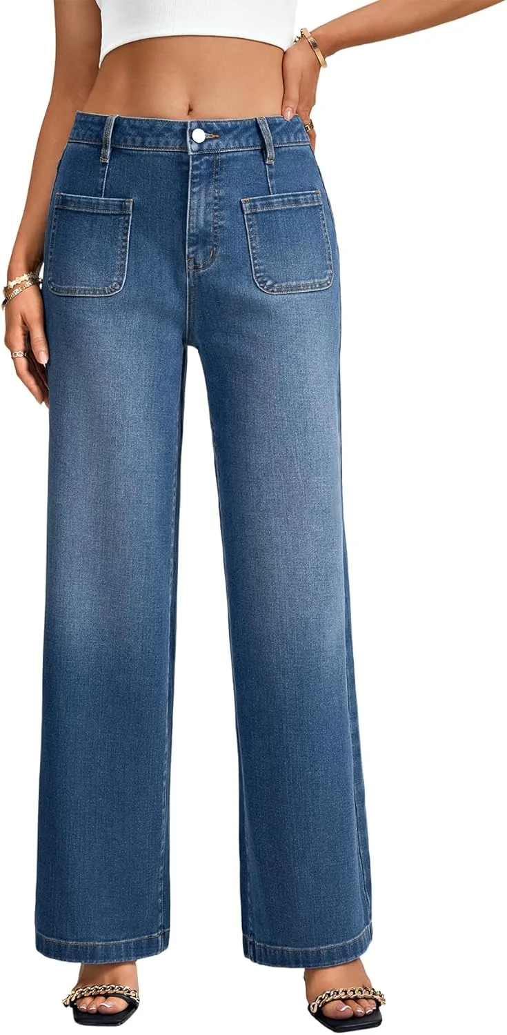 

LYANER Женские джинсы с высокой талией на пуговицах и молнии, широкие и мешковатые