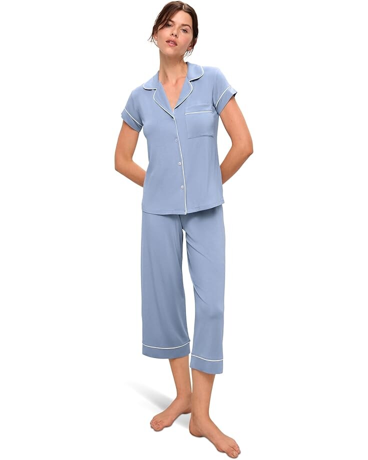

Пижама Eberjey Gisele - The Cropped Pajama Set, цвет Wedgewood