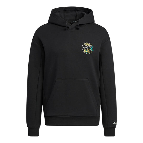 

Толстовка adidas Gfx Hood Swt Back Abstract Pattern Printing Kangaroo Pocket Sports Hooded Long Sleeves Black, черный