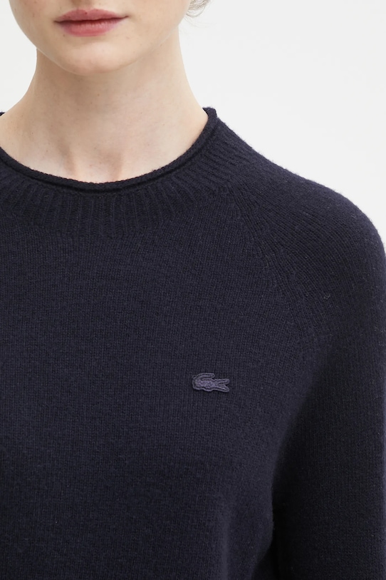 Шерстяной свитер Lacoste, темно-синий — фото 4