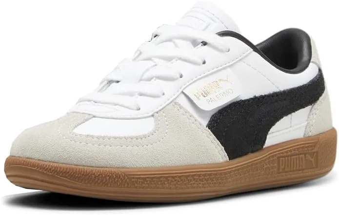 Детские кроссовки PUMA Palermo на шнуровке для мальчиков, повседневные - розовые, белый/серый — фото 3