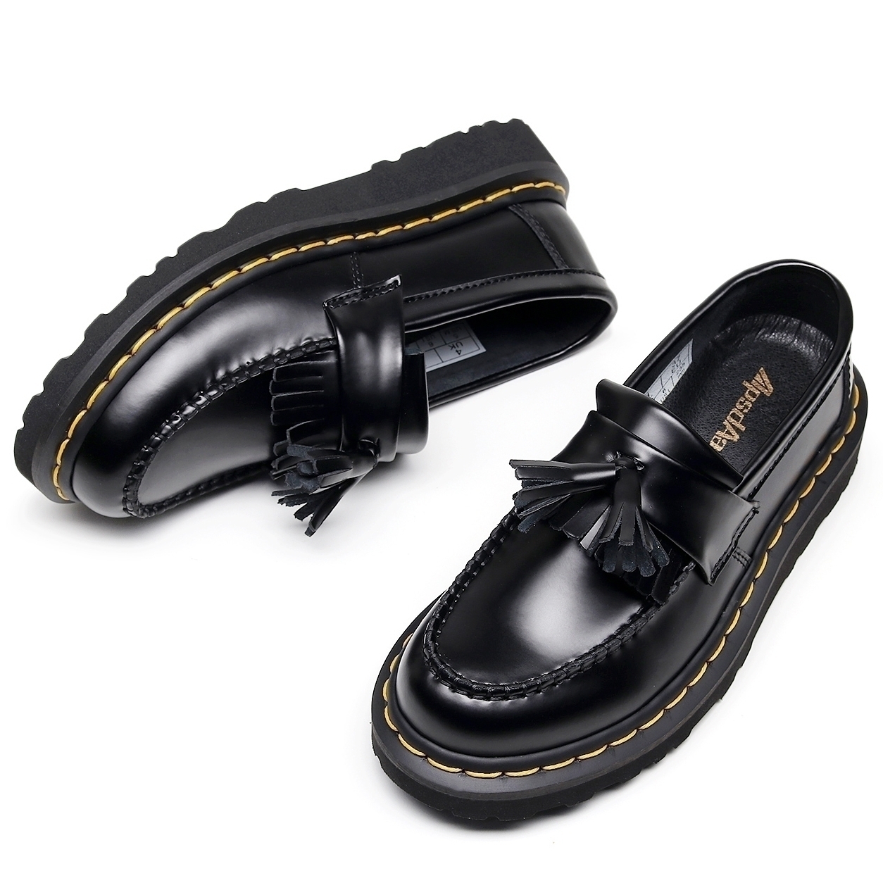 SITULANG Броги с бахромой унисекс черные на тонкой подошве, цвет Fringe Thin Sole Black — фото 4