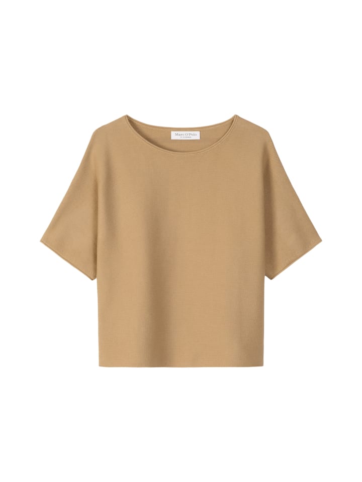 

Вязаный свитер с короткими рукавами, свободного кроя, цвета соленой карамели Marc O'Polo