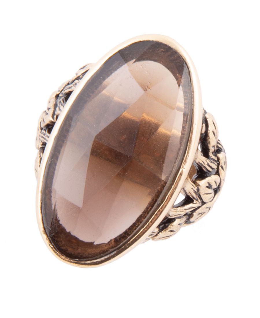 

Кольцо овальной формы из зачарованного дымчатого кварца и золотистой бронзы Barse, Genuine smoky quartz