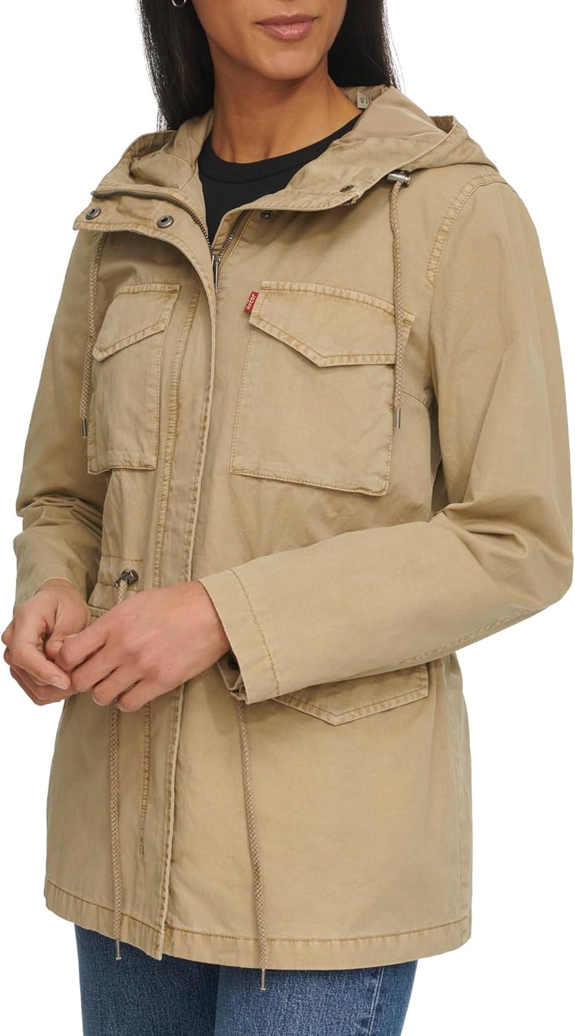Женская военная куртка Levi's с четырьмя карманами и капюшоном, Safari Cotton — фото 3