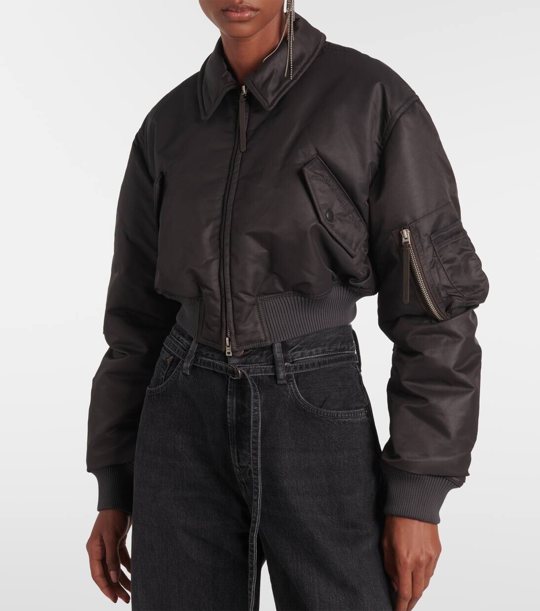 Укороченная куртка-бомбер Acne Studios, цвет anthracite grey — фото 4