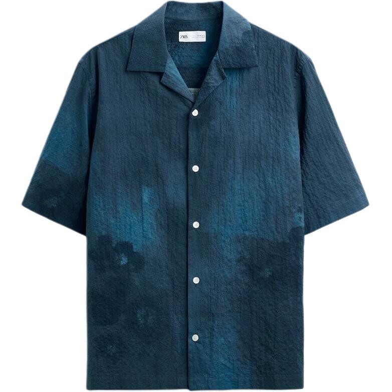 

Рубашка мужская синяя Zara, синий