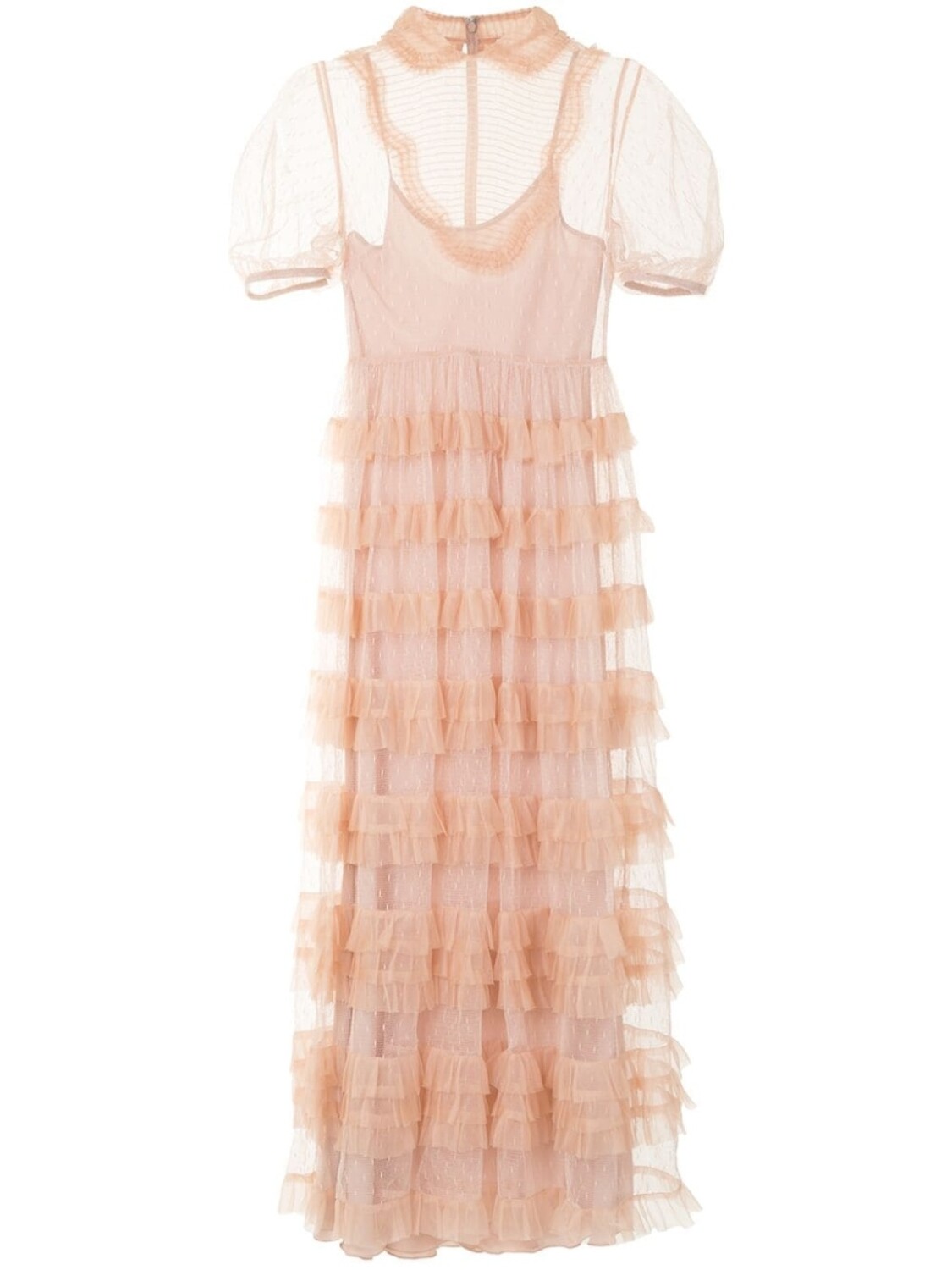 

RED Valentino платье из тюля пуэн-деспри с оборками, розовый