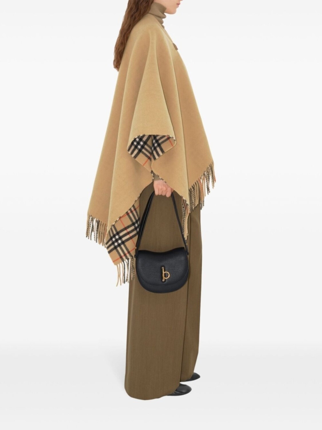 Кейп Burberry, женский, клетчатый, нейтральный цвет — фото 3