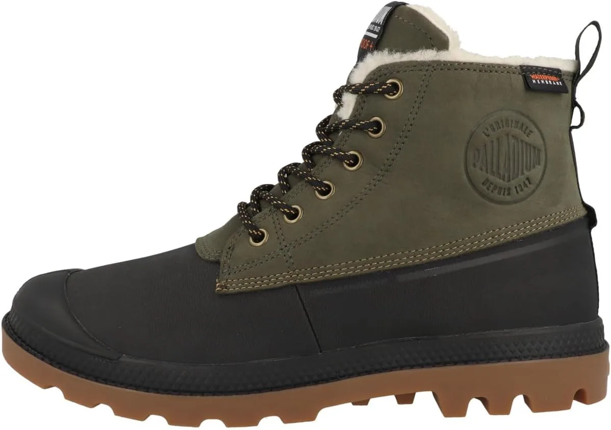 Ботинки Palladium Unisex Pampa Duck Wl WP+ до щиколотки, оливковый