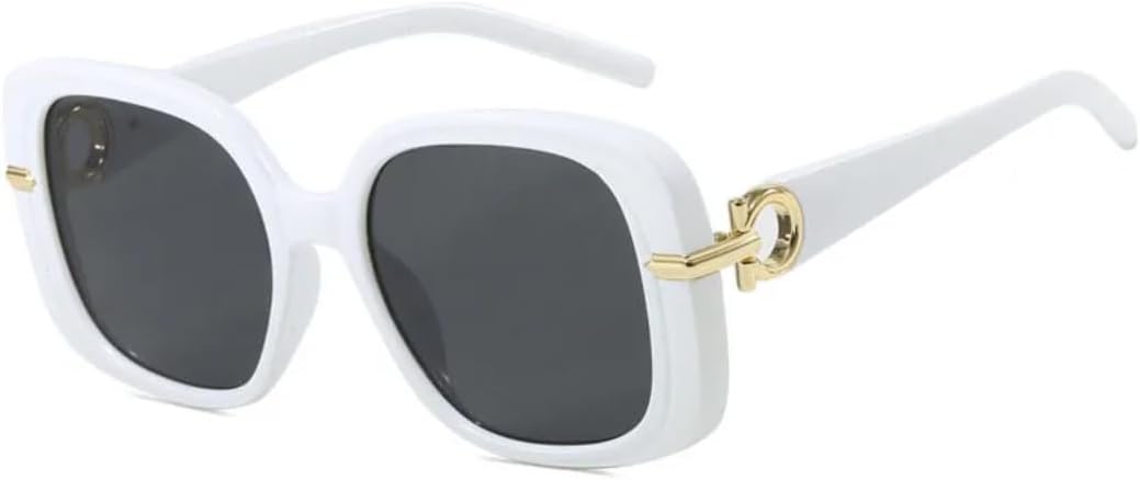 

Винтажные солнцезащитные очки большого размера для женщин и мужчин, роскошные дизайнерские солнцезащитные очки в стиле панк, популярные очки в крупной оправе с защитой от УФ-излучения UV400 SZVVBKK, White Black