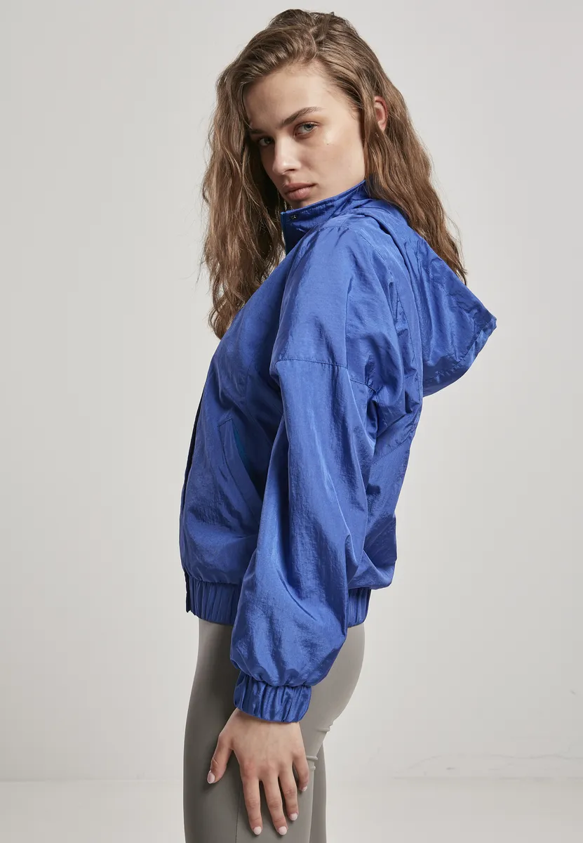 

Всепогодная куртка URBAN CLASSICS " Urban Classics Women's Ladies Oversized Shiny Crinkle Nylon Jacket" (1 шт.), с капюшоном, синий