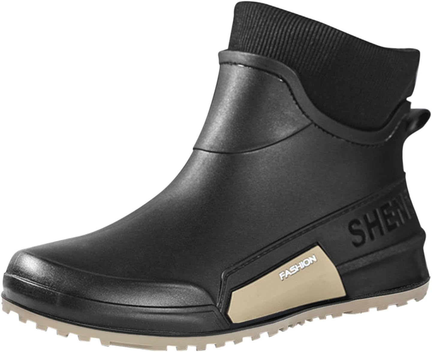 

Женские водонепроницаемые ботинки на щиколотку, мужские резиновые дождевые ботинки с противоскользящей подошвой для рыбалки, работы в саду, фермерства, лодок и кемпинга Generic, черный