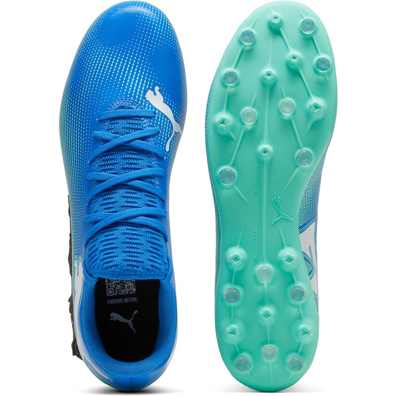 Футбольные бутсы для игры на хард Future 7 Play MG Puma, цвет hyperlink blue-mint-puma white — фото 2