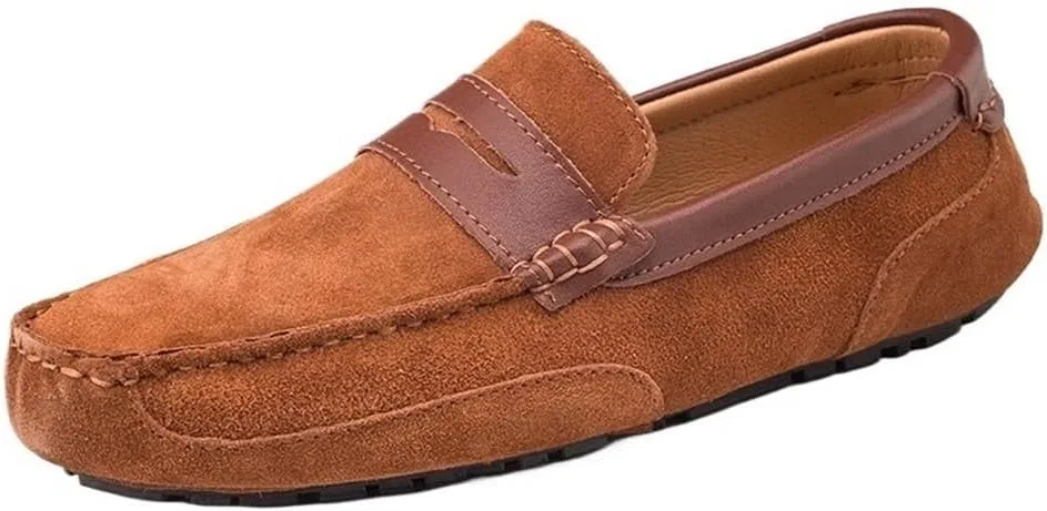 Лоферы замшевые Leather Loafers Slip-On, Brown DHFIRUFSHLO