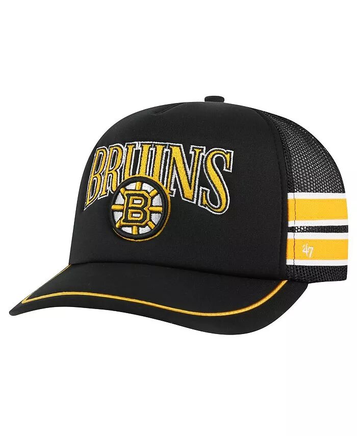 

47 Brand Мужская черная бейсболка с застежкой-молнией Boston Bruins Sideband Stripes Trucker '47 Brand