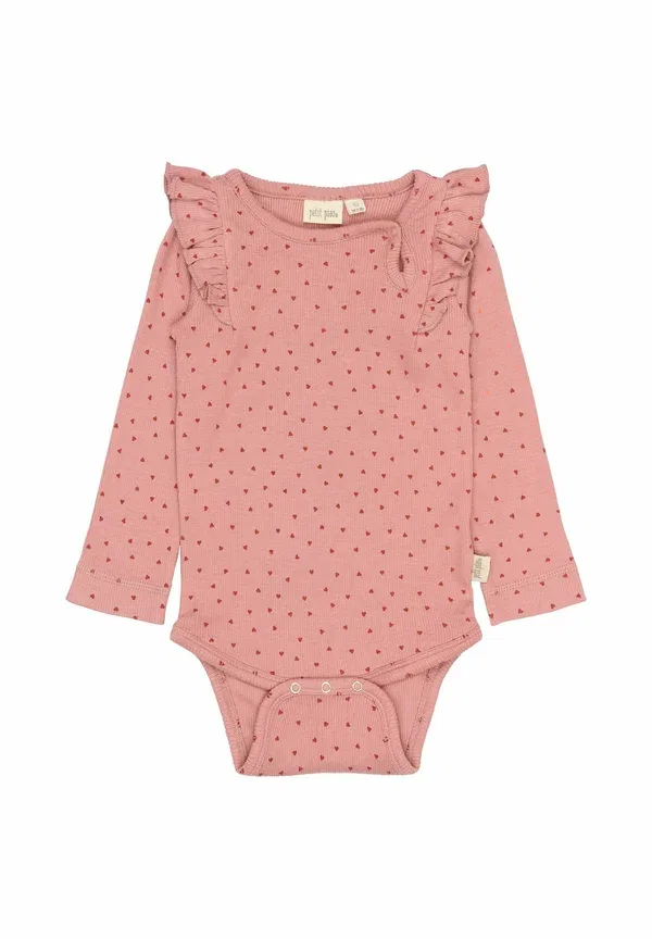 Боди Petit Piao, dusty rose heart aop, пыльно-розовый с принтом сердец