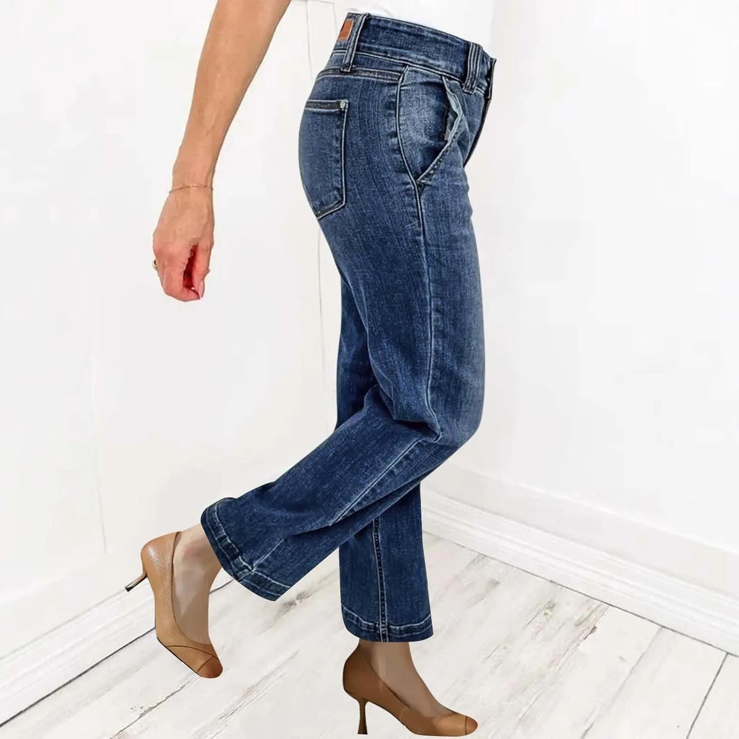 Женские джинсы wide leg с высокой посадкой и эффектом контроля живота — фото 3