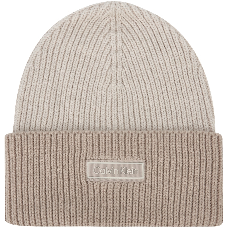 

Calvin Klein Шерстяная вязаная шапка унисекс мелово-белый/замковый серый, 67U-Chalk White/Castle Gray