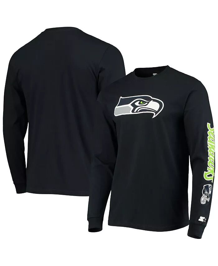 

Мужская футболка с длинным рукавом из студенческой темно-синей команды Seattle Seahawks Halftime Starter