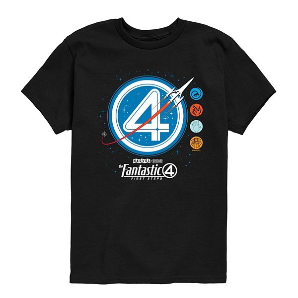 

Футболка с принтом Fantastic Four: First Steps Space Logo для мальчиков 8-20 Marvel, Black