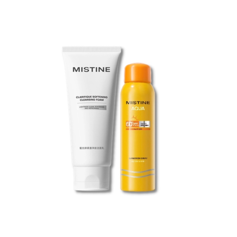 

Средство для очищения с солнцезащитой спрей набор для ухода за комбинированной кожей очищение и защита от солнца Mistine