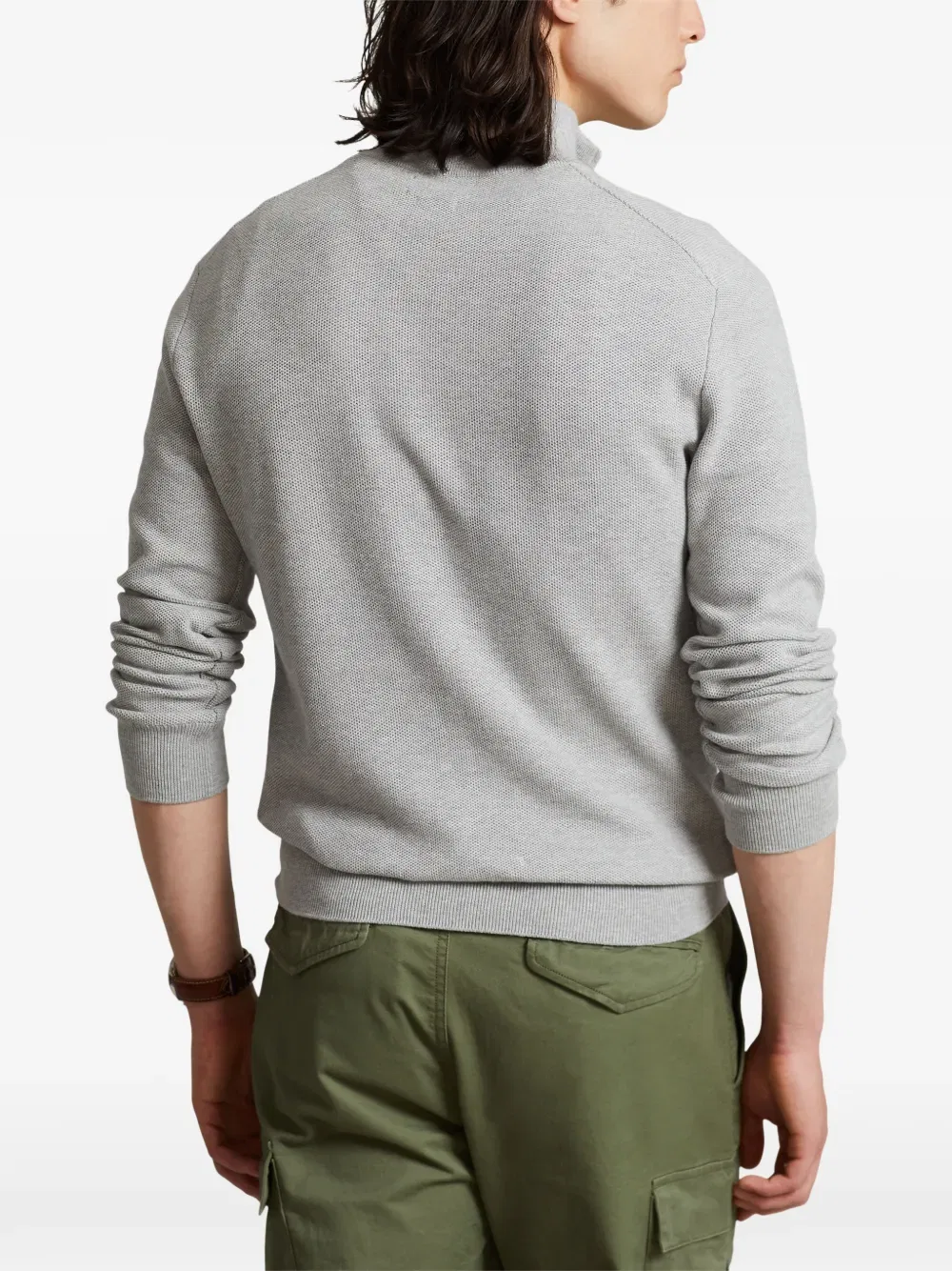 Свитер с длинными рукавами и застежкой-молнией Polo Ralph Lauren, серый — фото 4