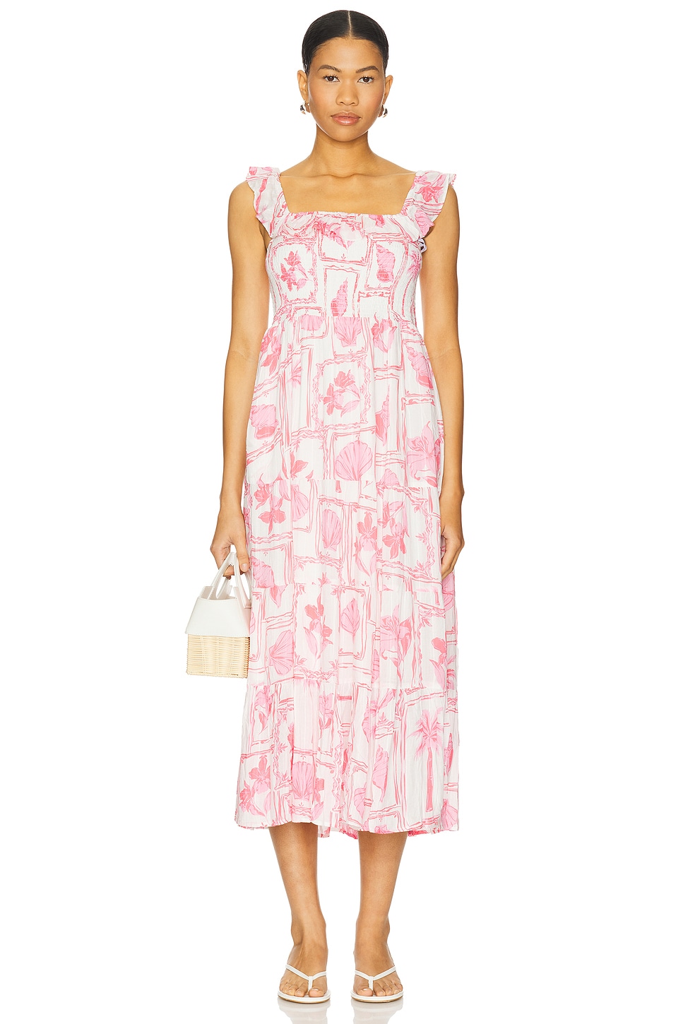 

Платье миди Bria с оборками Minkpink, pink & white