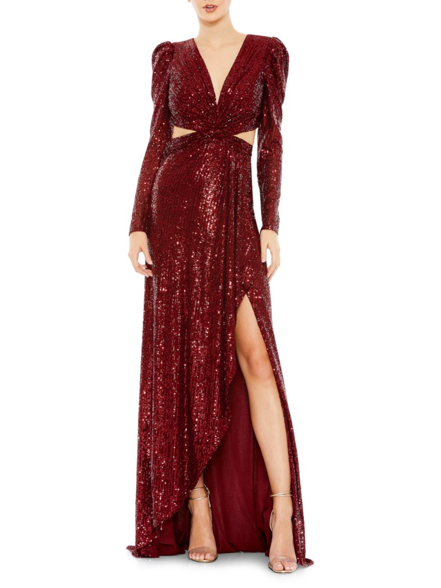 

Платье с вырезом и пайетками Mac Duggal, бордовый