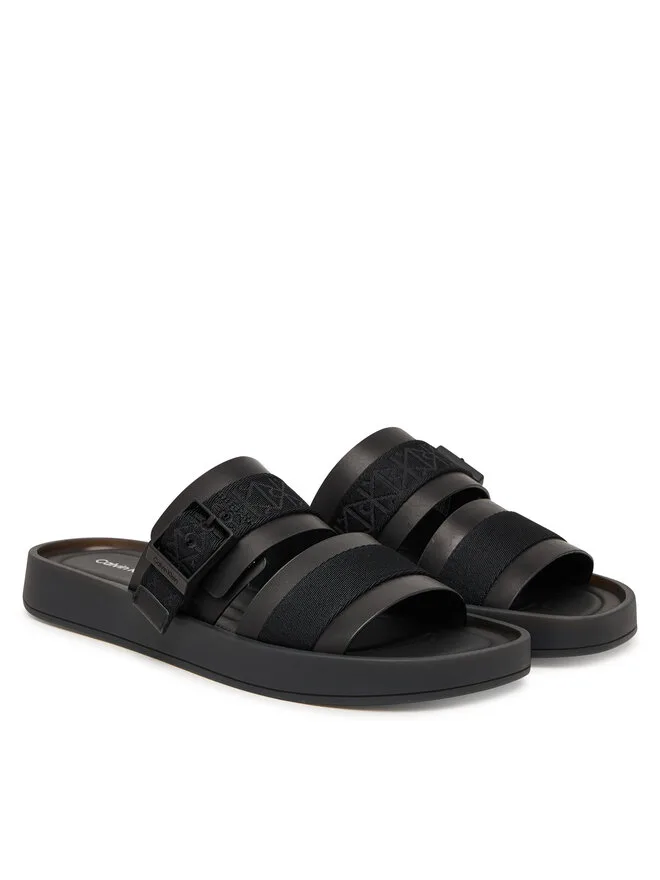 Calvin Klein Мюли Ergon с пряжкой, сандалии Wb Lth Aop HM0HM02096, черные — фото 2