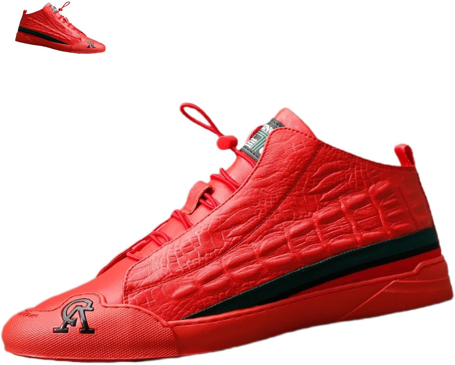 

Мужские кожаные кроссовки DevilAngel с принтом для мужчин и женщин, повседневная обувь с нескользящей мягкой подошвой, кожаная обувь повседневного стиля с модным узором, красный