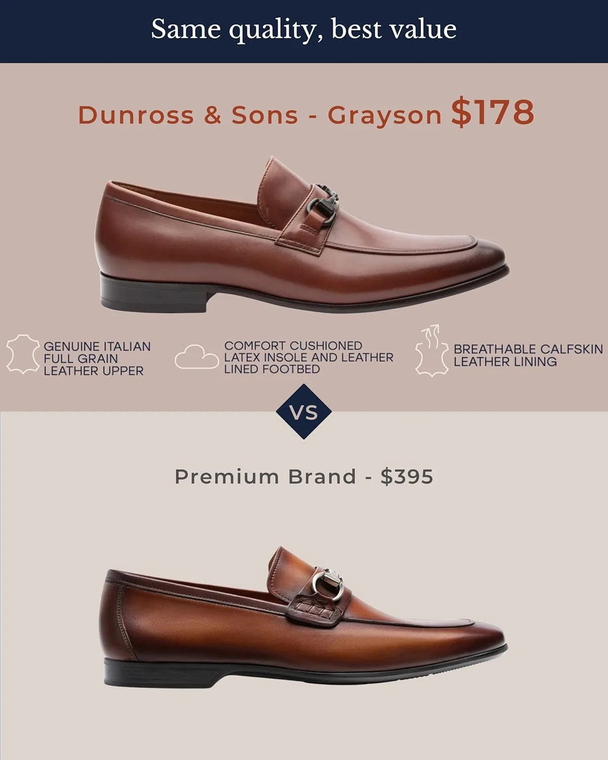 Лоферы из натуральной кожи Dunross & Sons, Brandy — фото 4
