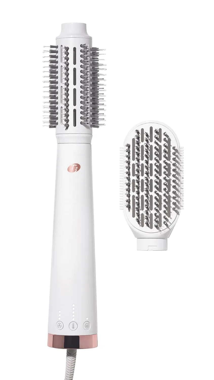 Фен-щетка T3 AireBrush Duo со сменными насадками, 15 режимов нагрева и скорости, технология IonFlow, переключатель объема и холодный обдув, T3