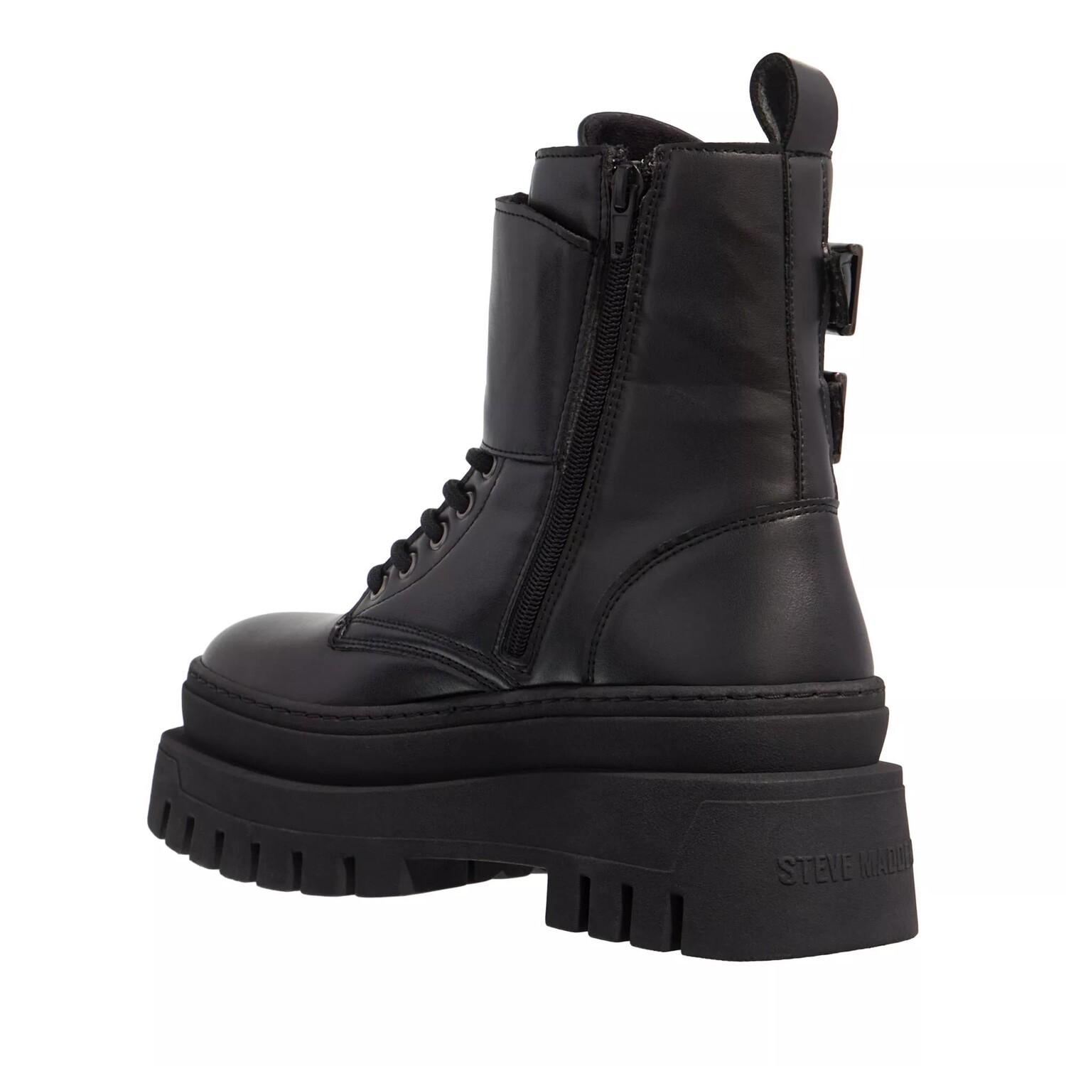 Женские ботинки Steve Madden кожаные на массивной подошве, черный — фото 2